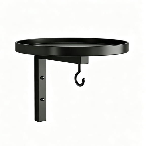 Black Iron Wall Mounted Bird Bath Bracket, Multi-Function Hanging Hook, Sturdy Wall Hanger for Garden Bird Feeder, Plant Basket and Outdoor Ornaments