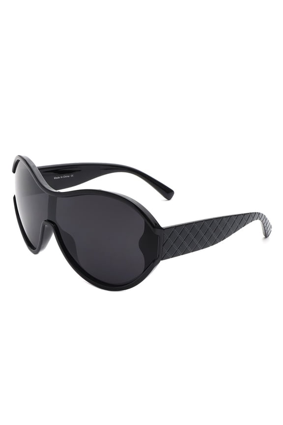 Black Irregular Frame Sunglasses - Dark Lens UV Protection Edgy Stylish Daily Eyewear