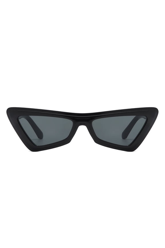 Black Irregular Frame Sunglasses - Dark Lens UV Protection Edgy Stylish Eyewear