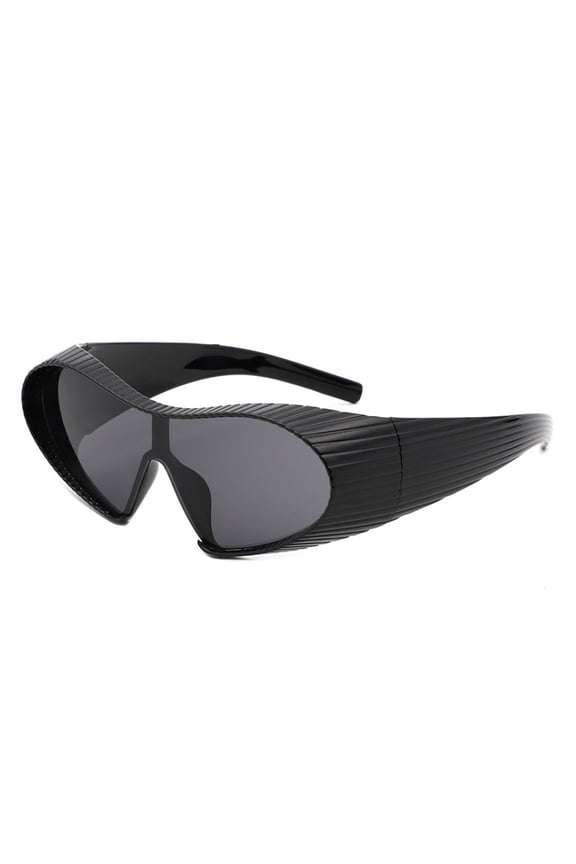 Black Irregular Frame Sunglasses - Dark Lens UV Protection Edgy Stylish Eyewear