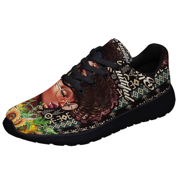 Black Is Beautiful Black Woman Shoes Sneakers for Women Men Black Size 5