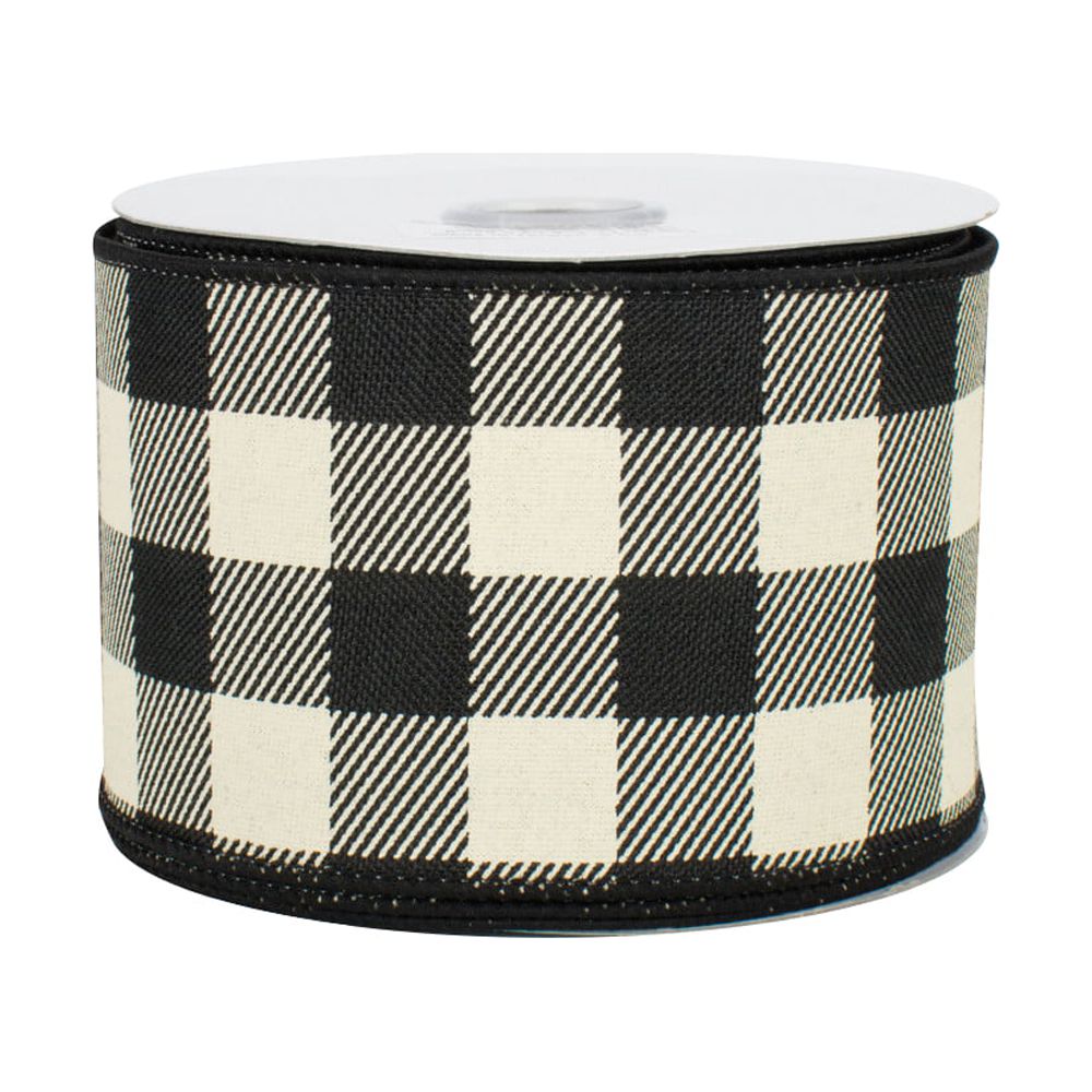 Black Ivory Buffalo Plaid Ribbon - 2 1/2