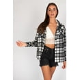 thumbnail image 1 of Black & Ivory Plaid Oversized Shacket - Women's Casual Button-Down Jacket, 1 of 4