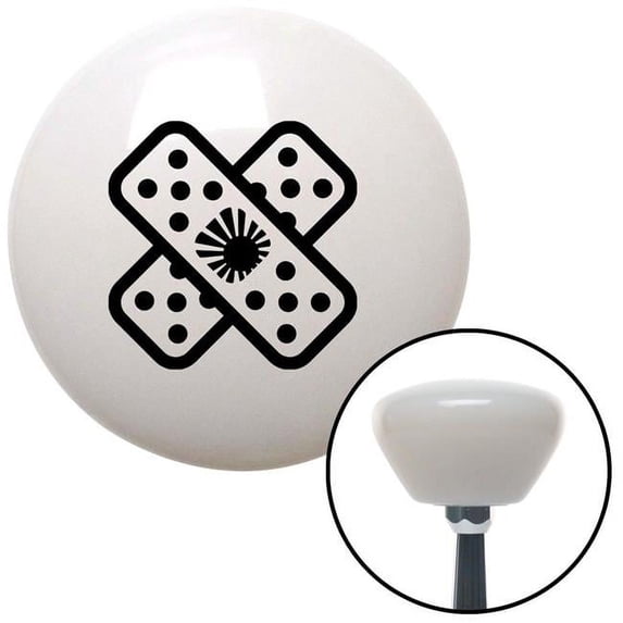 Black JDM Band-Aid White Retro Shift Knob with M16 x 1.5 Insert Shifter Auto Manual Brody