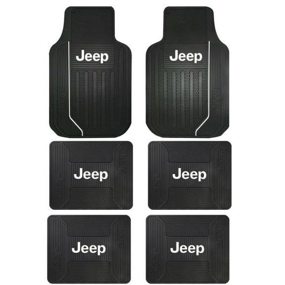 Black JEEP Elite Full Size Suv Van Front Rear All Weather Ruuber Floor Mats Set