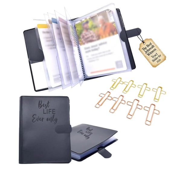 Black JW Tract Holder Field Service Organizer Ministry Storage Folder for Witness Literature Cards Notes