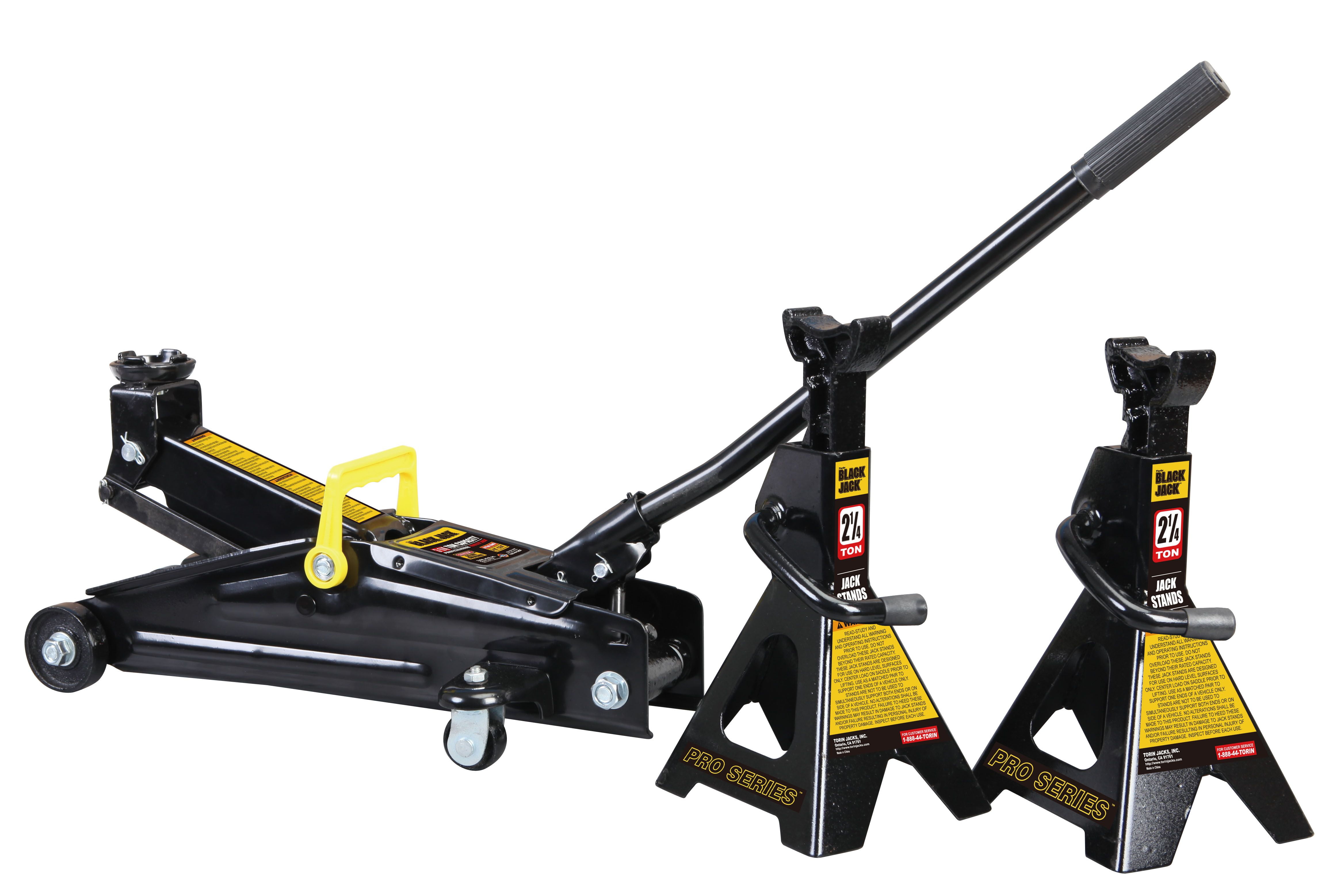 Black Jack 2.25 Ton Trolley Jack with 2.25 Ton Jack Stands in Case Black -  T82253W 