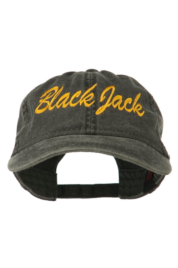 Black Jack Embroidered Washed Cap - Black OSFM