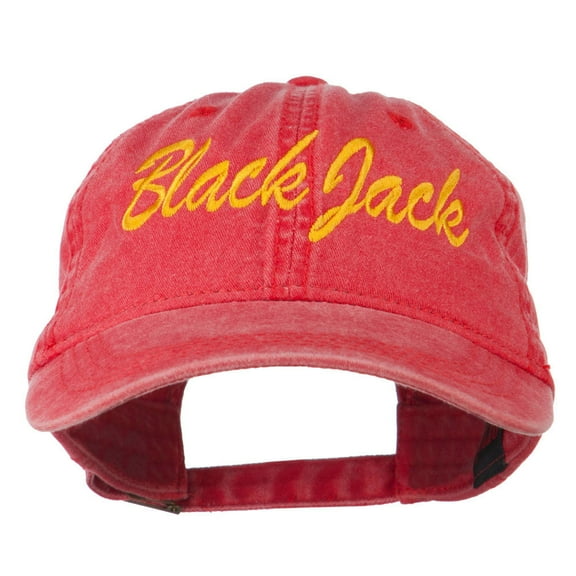 Black Jack Embroidered Washed Cap - Red OSFM