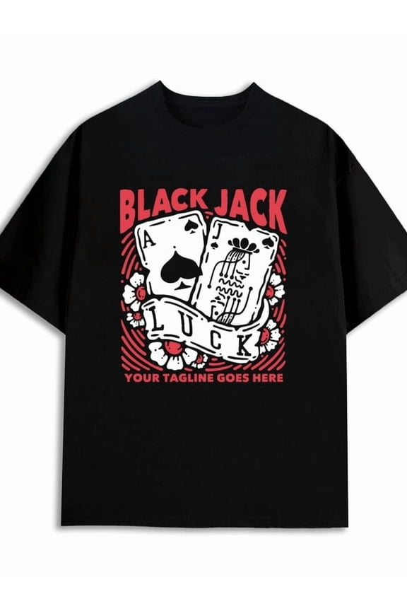 Black Jack Luck funny humor t-shirts print men 180G 100% Cotton black Regular fit, casual wear for all seasons, ideal for gifts husband vintage Trendy Unisex Shirt Graphic tshirts