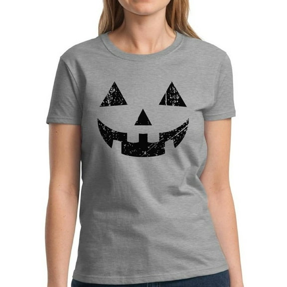 Black Jack o Lantern Pumpkin Face Halloween T Shirt for Women - S M L XL 2XL 3XL Graphic Tee - Scary Happy Halloween Outfit Gift Funny Holiday Tee T-Shirt Ladies