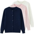 thumbnail image 1 of Black Jacket Girls Cute Cropped Girls' Cardigan with Button Loose Long Sleeve Shrug Sweaters Cropped Uniforms Kids Knit Sweater Outerwear, 1 of 7