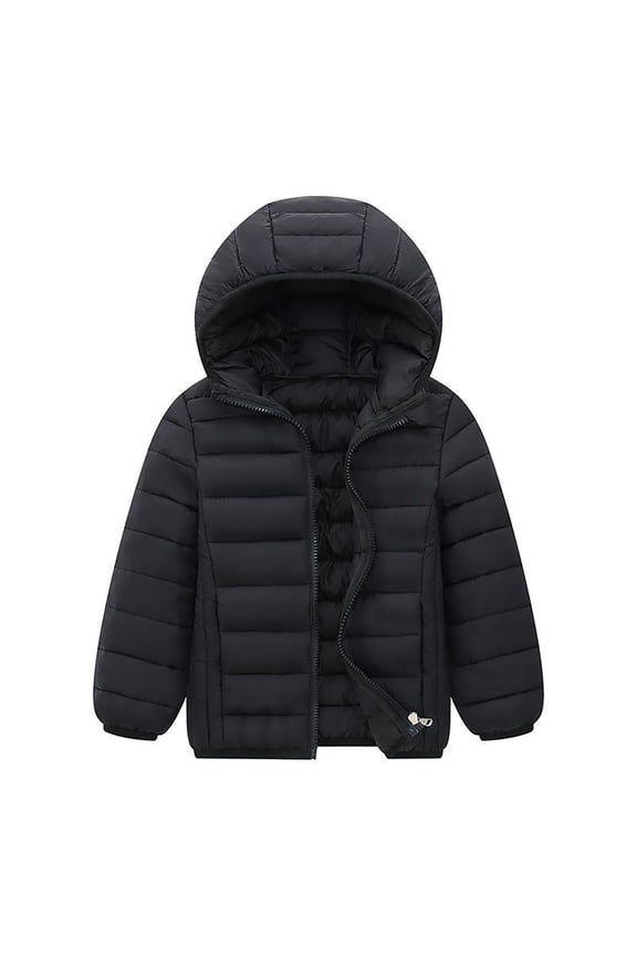 Black Jacket Zip Up Girls Infant Baby Cuet Cartoon Prints Winter Jacket Bear Ear Hood Warm Puffer Coat 6M-4T Baby Boy Winter Clothes