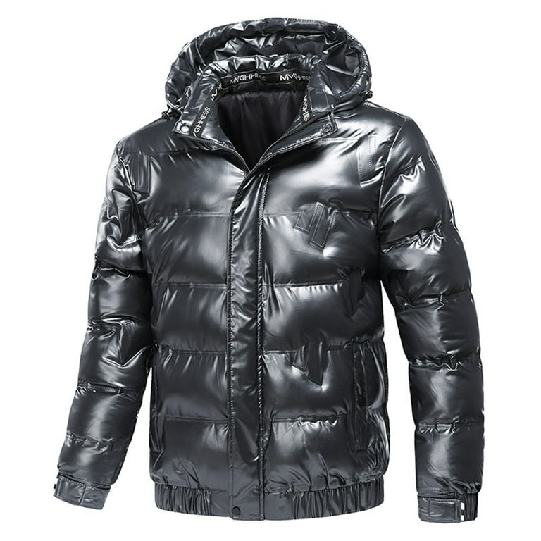 Shiny black jacket men hotsell