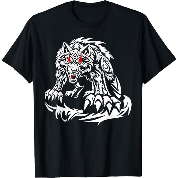 Black Jacob Fatu Wolf T-Shirt,Light Blue color,size S