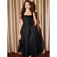 thumbnail image 1 of Black Jacquard A-Line Midi Dress With Square Neck And Pockets, 1 of 8