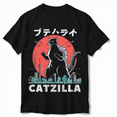 thumbnail image 1 of Black Japanese Catzilla Sunset T-Shirt - Classic Fit, Crew Neck, 1 of 5