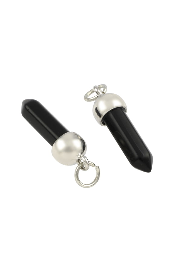 Black Jasper Prism Pendants - 2 ct. per Pack, Total of 24 Pendants - Zinc Alloy & Black Jasper for DIY Jewelry Making, Necklaces & Crafts, 12 Pack