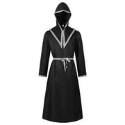 Black Jean Jacket for Men,Mens Robe Vintage Hooded Gown Cloak Cape