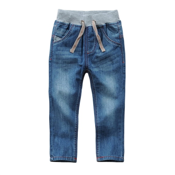 Black Jeans for Boys 10-12 Boys' Elastic Pull On Straight Jeans Drawstring, 2T-14 Years