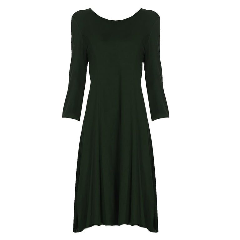 Black Jersey Knit Long Sleeve Flared Swing Dress Size Small