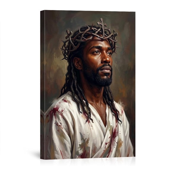 Black Jesus Christ With Crown Of Thorns Christian For Home Bedroom Prayer Room Canvas