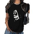 thumbnail image 1 of Black Jesus Hooded Portrait Sketch Print Tshirt Graphic Tees Shirts Religious Faith Casual Slim Fit Short Sleeve Tops S-5XL, 1 of 5