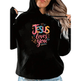 thumbnail image 1 of Black Jesus Loves You Colorful Heart Hoodie Christian Faith Religious Belief Inspirational Message Casual Wear Tops S-2XL, 1 of 7