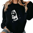 thumbnail image 1 of Black Jesus Portrait White Distressed Print Hoodie Graphic Hoodies Sweatshirts Funny Casual Loose Fit Hooded Tops S-3XL, 1 of 6