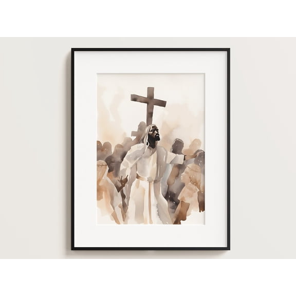 Black Jesus Sermon On The Mount Jesus Portrait Jesus Print Matthew 5-7 Jesus Wall Art Jesus Watercolour African Art, Unframed Canvas 12x16in