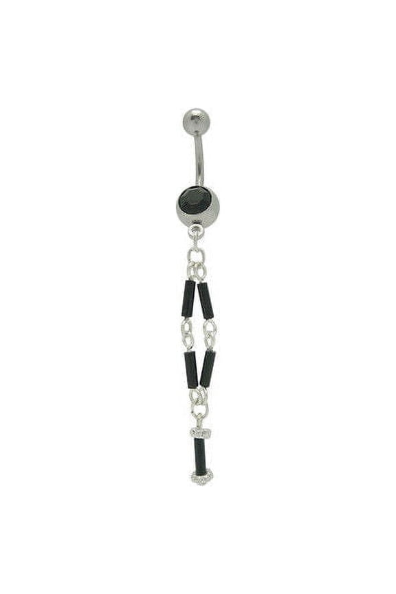 Black Jeweled Dangling Belly Button Ring