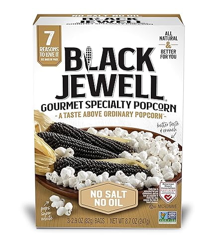 Black Jewell Microwave Popcorn, No Salt No Oil, 3 Ct