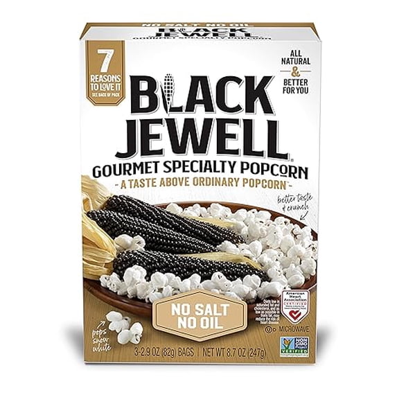 Black Jewell Microwave Popcorn, No Salt No Oil, 3 Ct