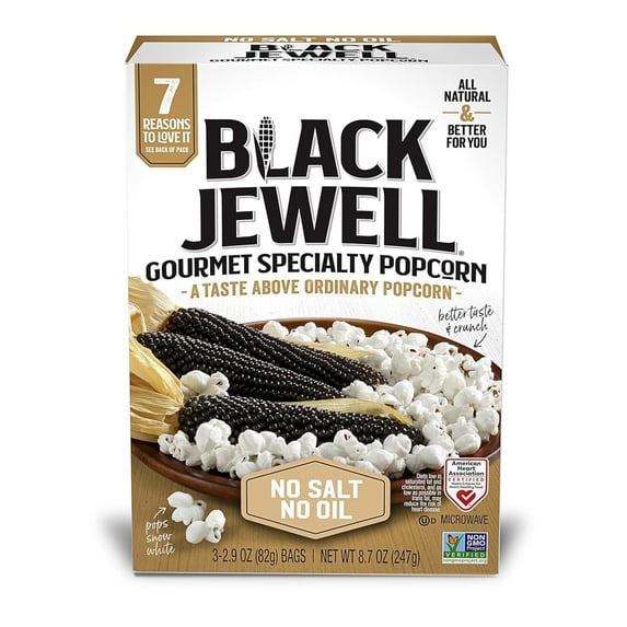 Black Jewell No Salt or Oil Microwave Popcorn - 8.7 oz Pack of 4