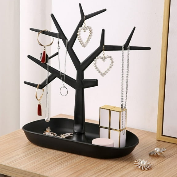 Black Jewelry Display Tree Stand - Necklace and Earring Organizer,Ring Holder,Jewelry Tower,100Pcs Per Box