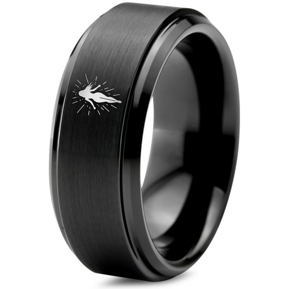 Tungsten Birthday Gifts Gamer Black Chunky Rings for Men Womens Jewelry Tungsten Ring 2 Year Anniversary Gift