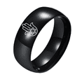 thumbnail image 1 of Black Jewish Hamsa Hand with Star of David Ring Stainless Steel Fatima Magen Star Hexagram Protection Symbolic Finger Band for Israeli Judaica Gifts, Size 8, 1 of 7