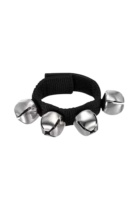 Black Jingle Bells Wrist Bracelet For Christmas Parties And Musical Activities 4 Bells Percussion Instrument