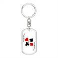 thumbnail image 1 of Black Joker Gambler Stainless Steel or 18k Gold Premium Swivel Dog Tag Keychain, 1 of 16