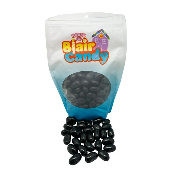 Black Jumbo Jelly Beans - 2 lb Resealable Stand-up Candy Bag (approx. 170 pieces)