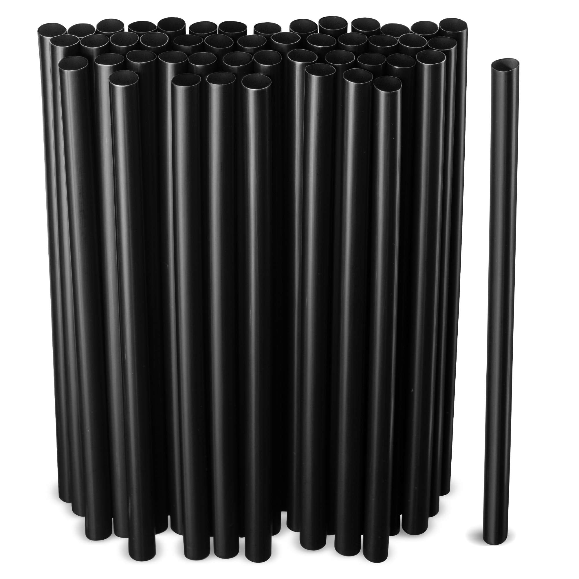 Black Jumbo Smoothie Straws, Black Disposable Widemouthed Large