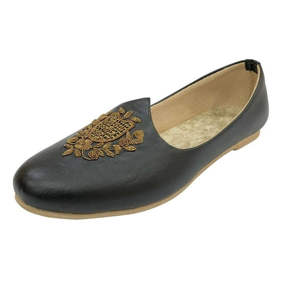 Black Jutti For Men Black Stylish Loafers Sherwani Juti Men Ethnic Traditional Slip-on Casual Handmade Mojari Shoes US 8 / EURO 42