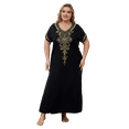 thumbnail image 1 of Black Kaftan Embroidered Dress Plus Size Short Sleeve Beachwear Nomadic Summer Outwear mumu Loungewear Comfortable Nightgown Lightweight Vacation Clothing, 1 of 10