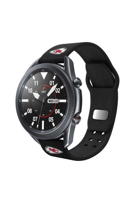 Black Kansas City Chiefs 20mm Samsung Compatible Watch Band