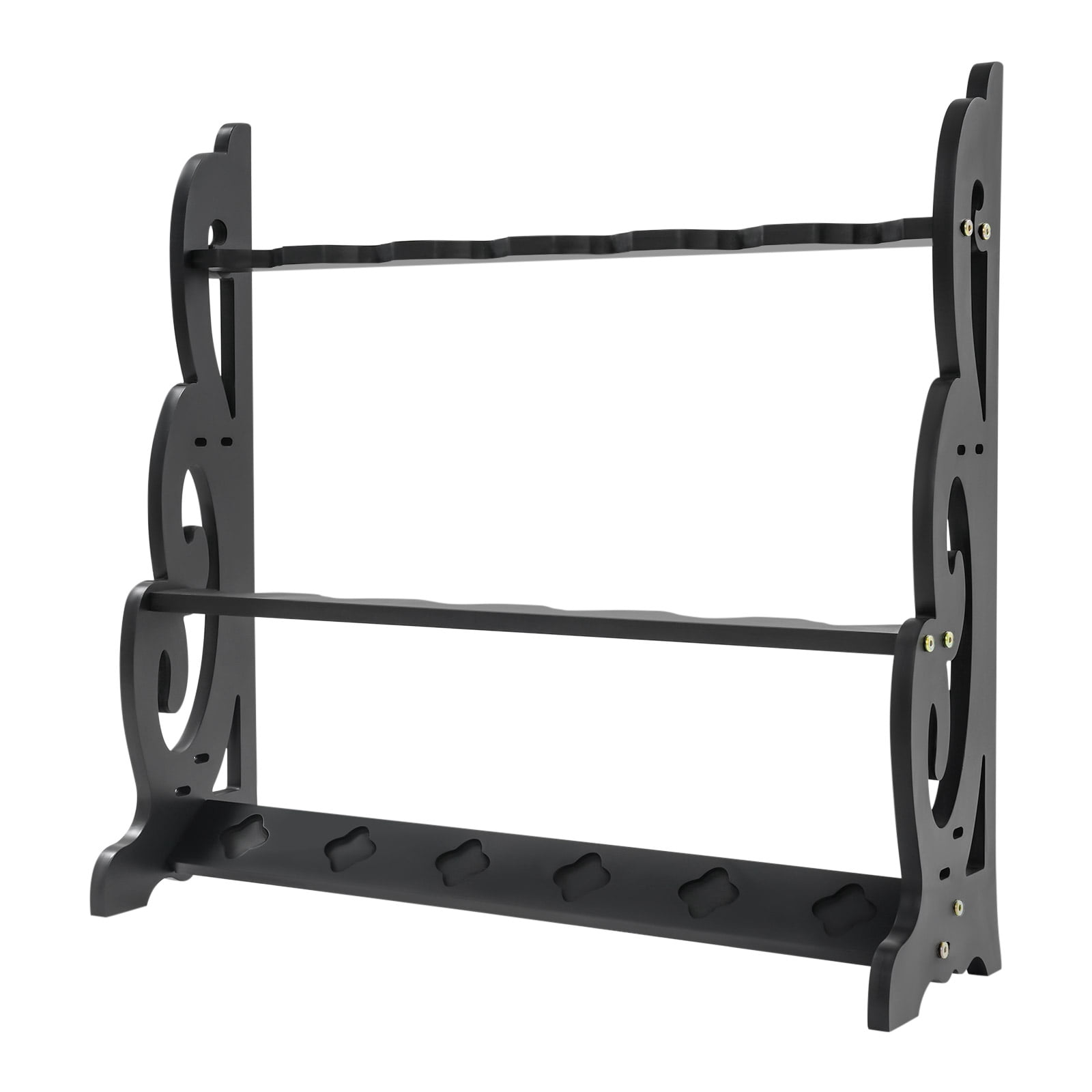 Black Katana Sword Stand,6 Holes Sword Display Floor Stand,Sturdy Sword Rack Floor Stand, Martial Arts Anime Shelves Sword Hangers