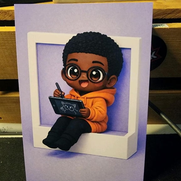 Black Kawaii Portrait Size Desktop Poster - Cute Gothic Anime Style Wall Art Print, Dark Aesthetic Decor for Bedroom, Office, Dorm Room, Alternative Home Decor