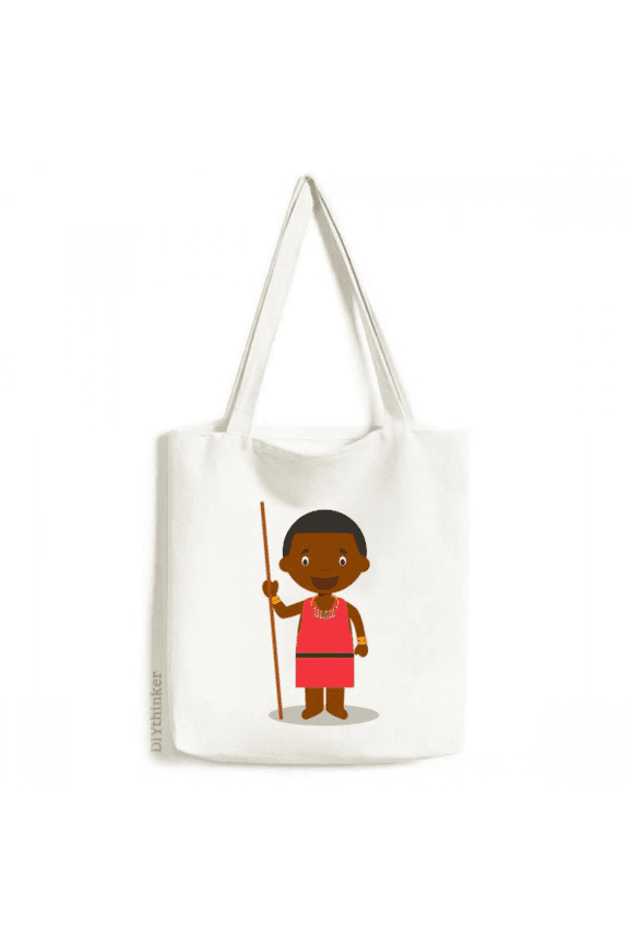 Black Kenya Cartoon Art Deco Fashion Tote Canvas Bag Shopping Satchel Casual Handbag