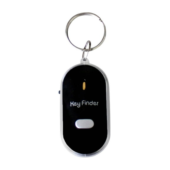Black Key Finder Device With Whistle Sound Activation, Led Flashlight And Remote Control For Lost Keys And Small Item Location, 2.05X1.10In