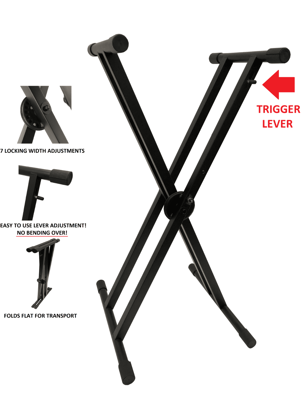 Black Keyboard Piano "X" Stand Electric Organ Rack Metal Height Adjustable New
