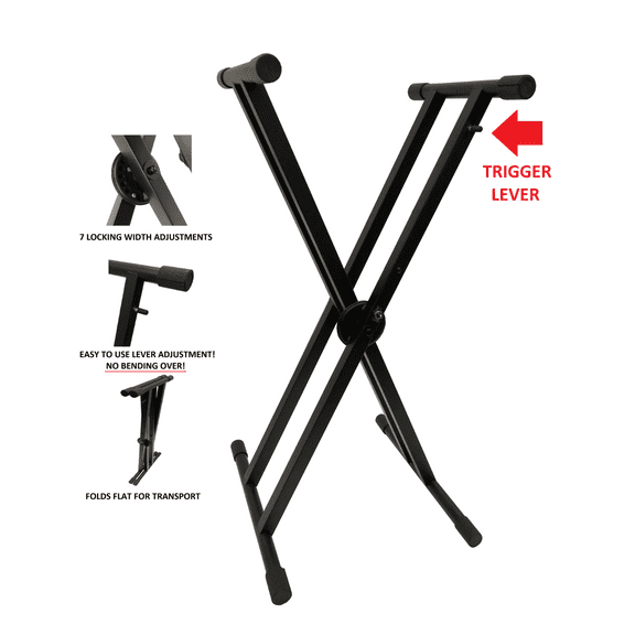 Black Keyboard Piano "X" Stand Electric Organ Rack Metal Height Adjustable New